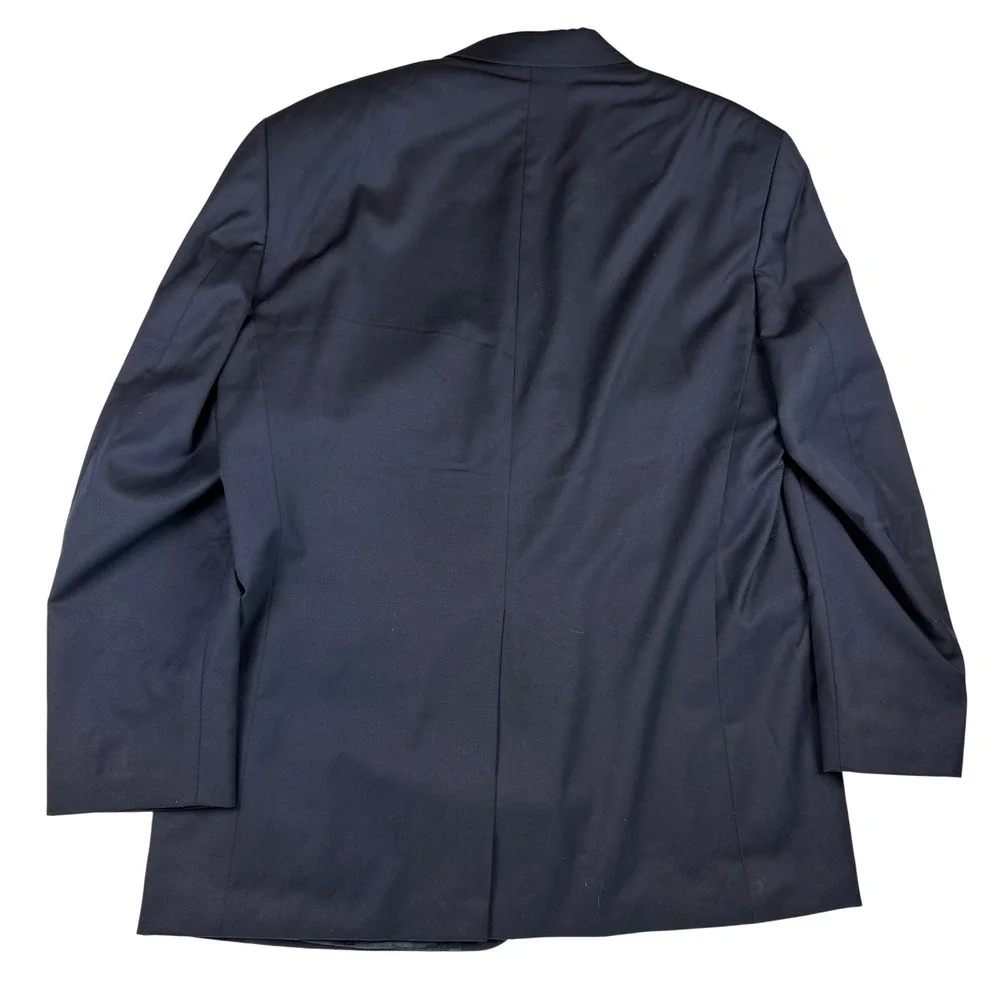 Chaps Mens Navy Blue 100% Wool Blazer Gold Crest Buttons Sport Coat 46L